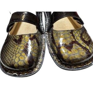 Alegria Feliz FEL-714 Gray Patent Snake Mary Jane Womens 36 US 6-6.5 Leather